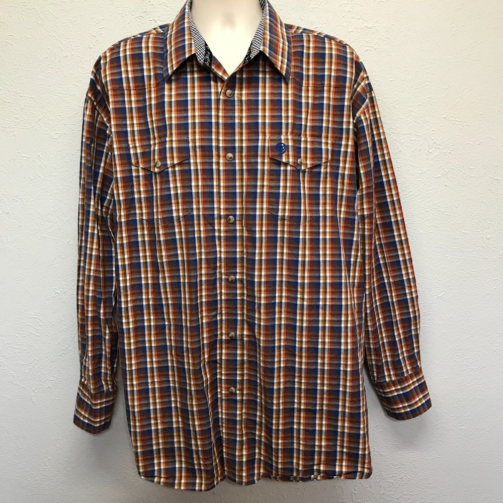 Wrangler George Strait Western Shirt Mens XXL Plaid Long‎ Sleeve Snap Pockets